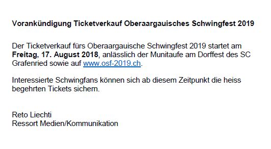 2018 07 30 Vorankündigung Ticketverkauf